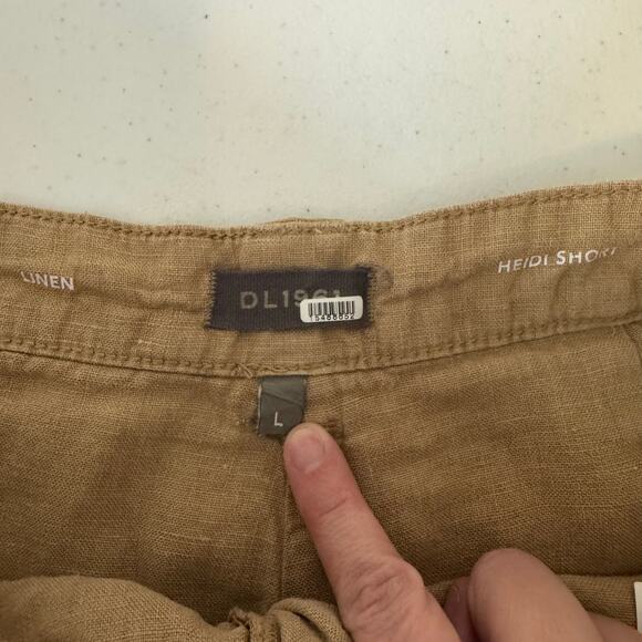 DL1961 Heidi Shorts Women’s Large Brown 100% Linen High Rise Summer Chic Staple - Picture 8 of 13